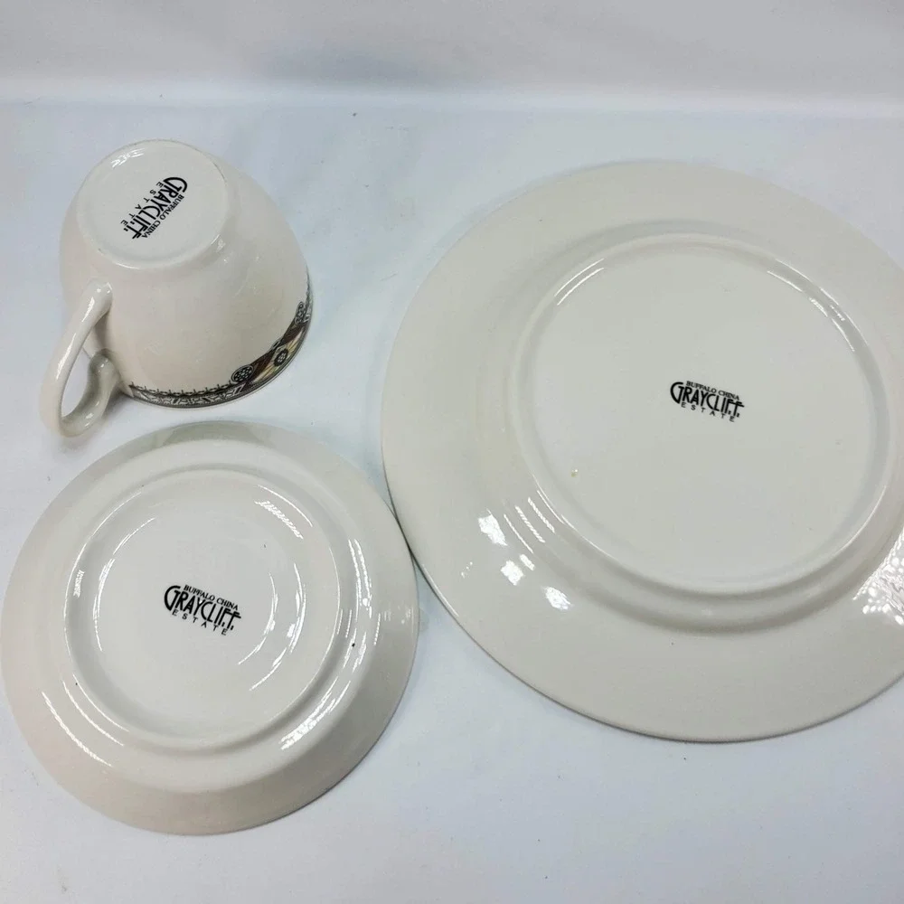 Buffalo China Graycliff Estate Belle Tea Service Trio Frank Lloyd Wright Style